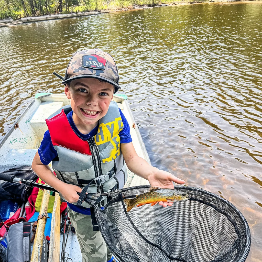 Antoine with his trout at Notawissi