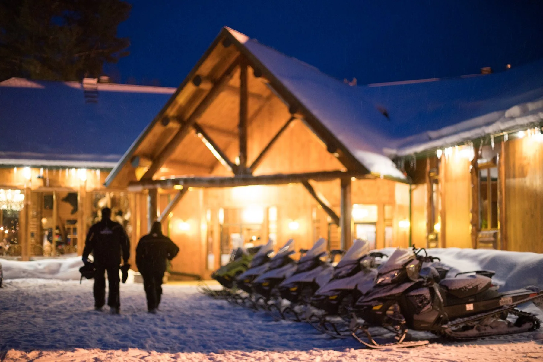 Auberge de la forêt a la hora azul en invierno